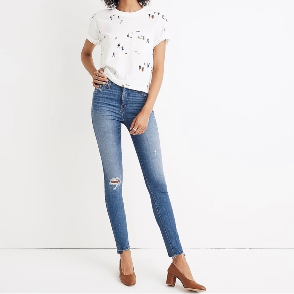 Madewell 10" High-Rise Skinny Jeans Drop Step-Hem‎ Edition Distressed Size 27